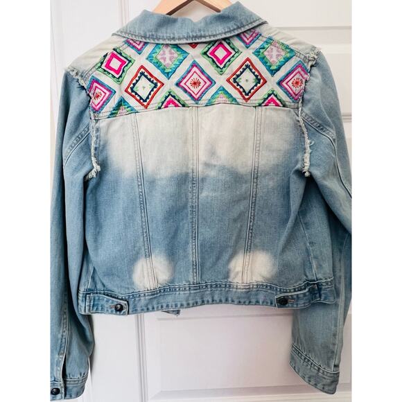 White Crow Embroidered Denim Jacket, Size Large, NWT - Picture 9 of 15